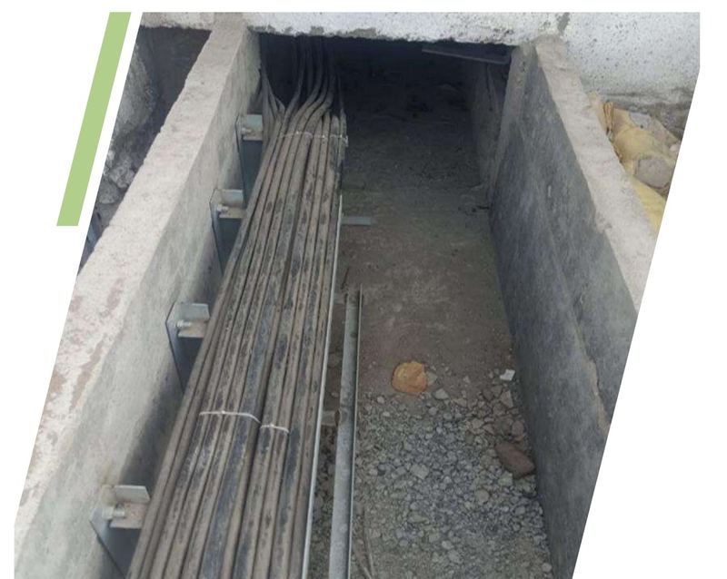 An unsealed cable trench before installation of the WallMax sealing system